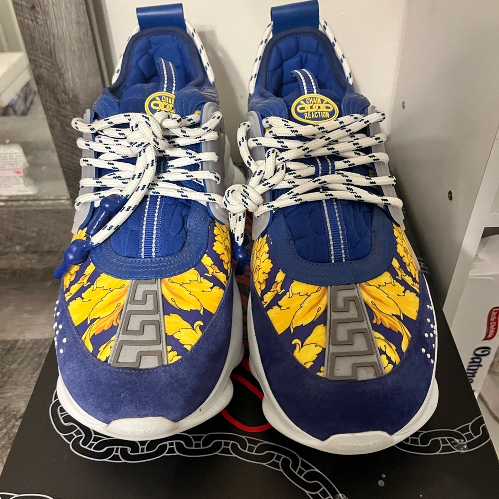 Versace Blue and Gold Athletic Shoes